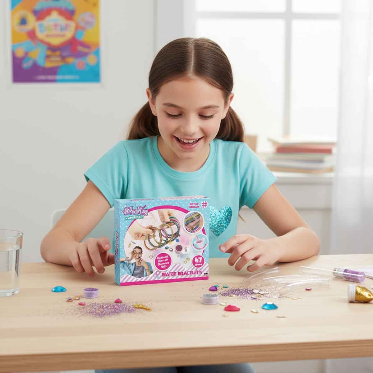 هاشتاغ طقم حِرف لصنع أساور مائية للبنات، 5-7 سنوات