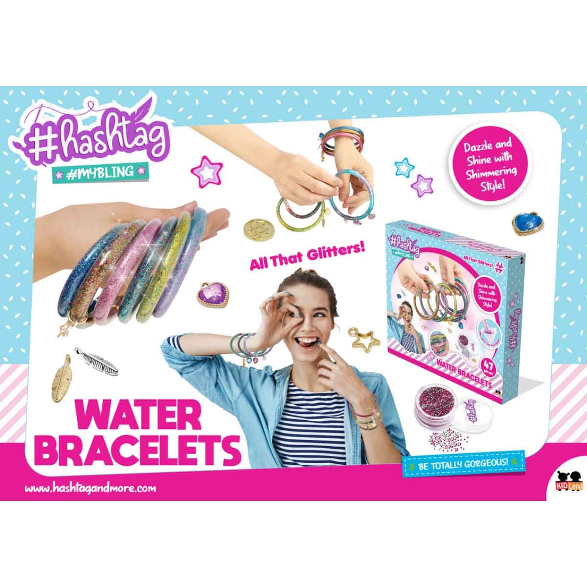 هاشتاغ طقم حِرف لصنع أساور مائية للبنات، 5-7 سنوات