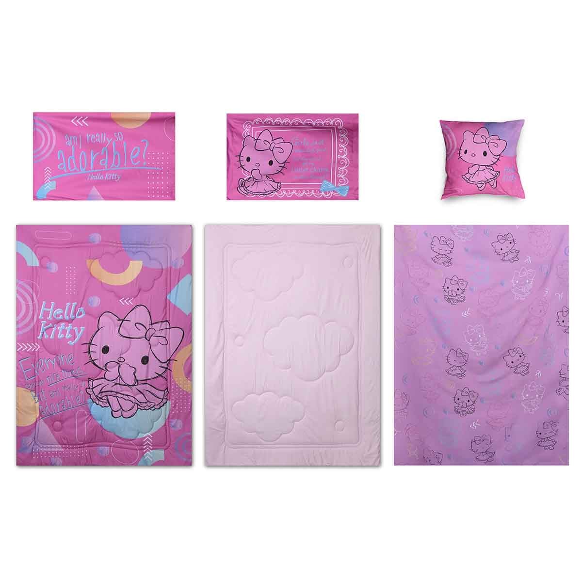 Hello Kitty 5-Piece Pink BnB Brushed Microfiber with Polyester Shell Comforter Set