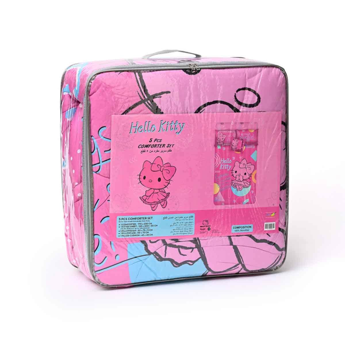 Hello Kitty 5-Piece Pink BnB Brushed Microfiber with Polyester Shell Comforter Set