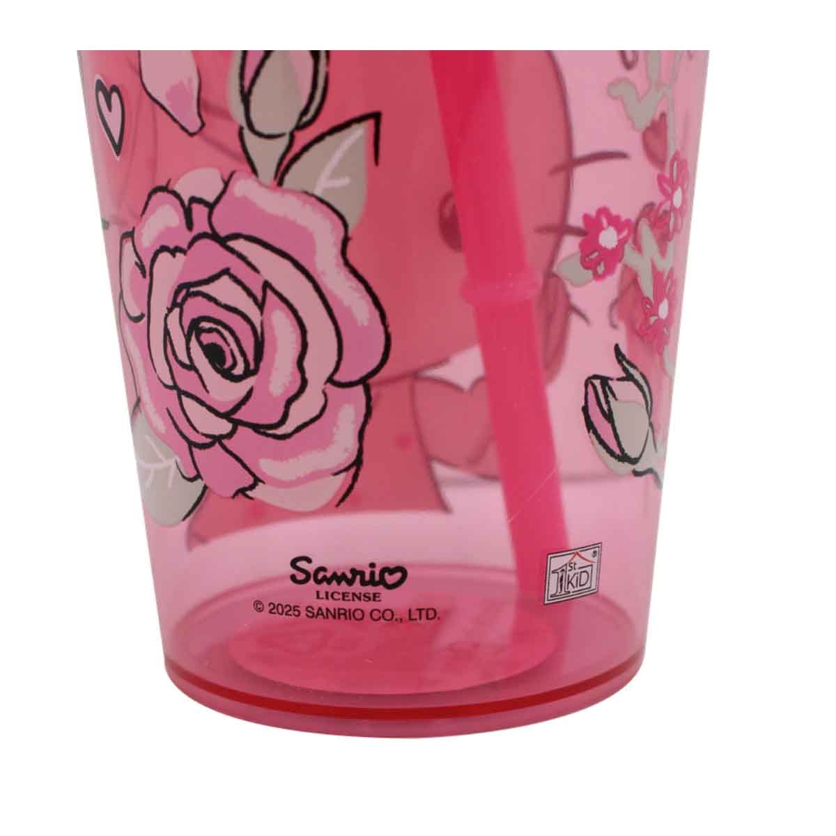 هيلو كيتي كوب شفاف وردي لطيف مع شفاطة