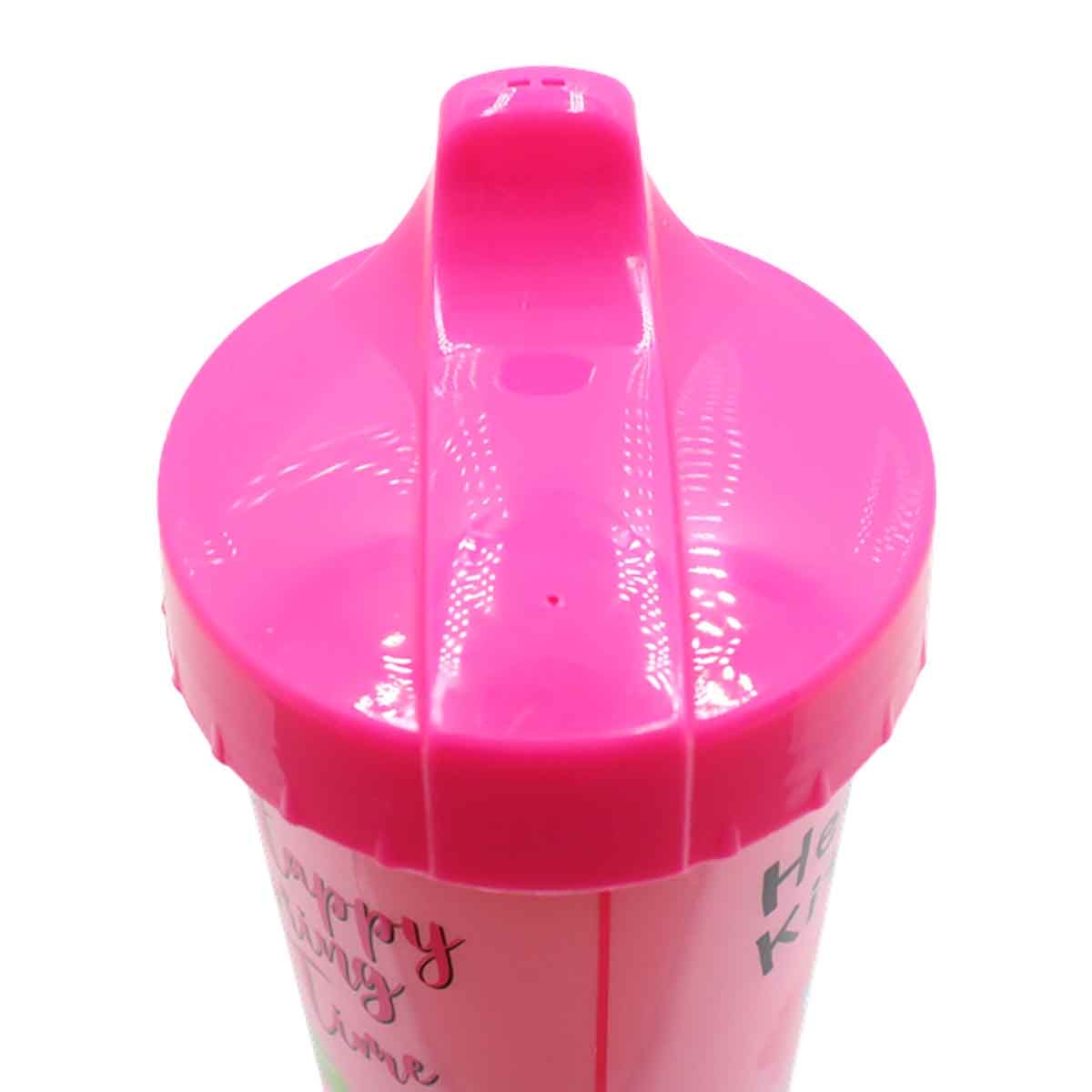 هيلو كيتي كوب شرب وردي قابل لإعادة الاستخدام مع شفاطة