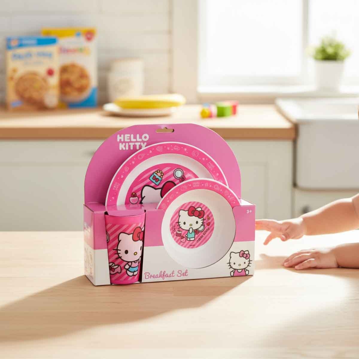 هيلو كيتي طقم إفطار أطفال من 3 قطع آمن للاستخدام في الميكروويف