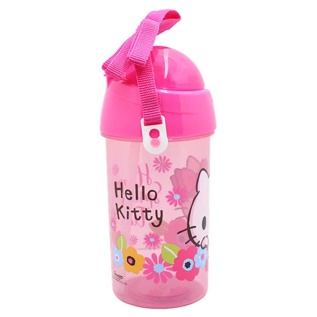 هيلو كيتي زجاجة ماء بغطاء شفاطة قابل للفتح