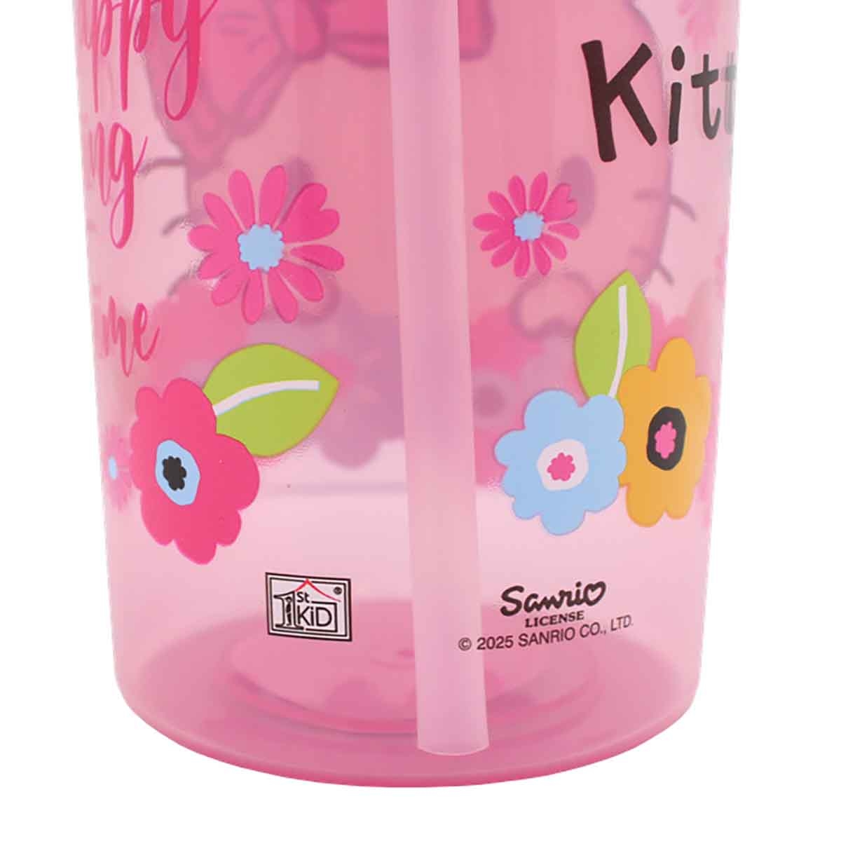 هيلو كيتي زجاجة ماء بغطاء شفاطة قابل للفتح