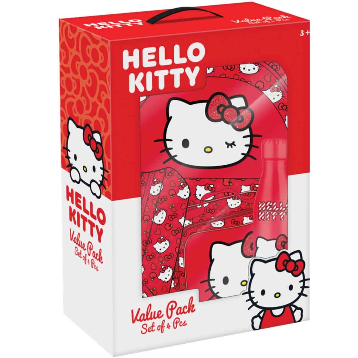 هيلو كيتي مجموعة حقيبة ظهر 4 في 1 مع زجاجة وحقيبة غداء ومقلمة