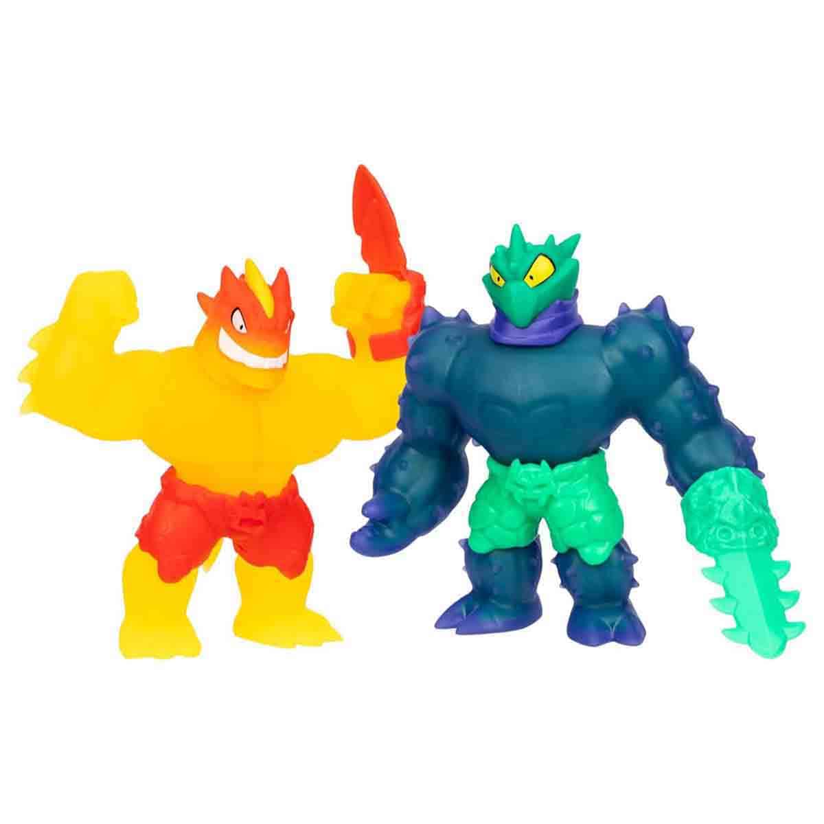 Heroes of Goo Jit Zu 5" S13 Flame Blazagon vs Cacticus Meteor Madness Action Figure Set Boys, 5-7 Years