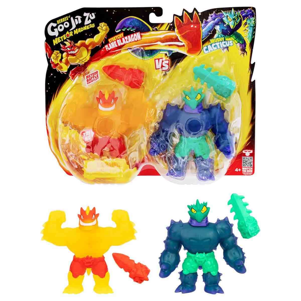 Heroes of Goo Jit Zu 5" S13 Flame Blazagon vs Cacticus Meteor Madness Action Figure Set Boys, 5-7 Years