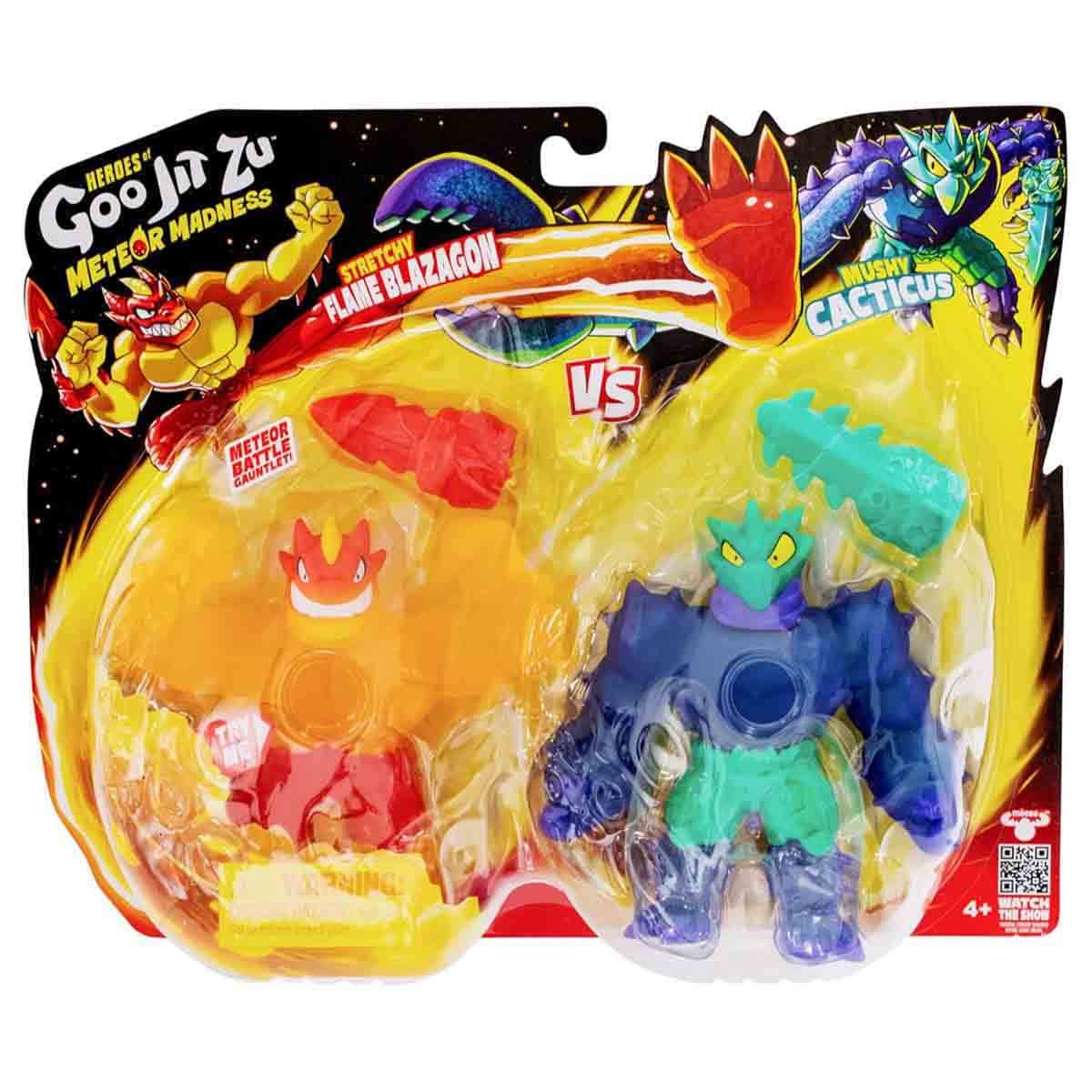 Heroes of Goo Jit Zu 5" S13 Flame Blazagon vs Cacticus Meteor Madness Action Figure Set Boys, 5-7 Years
