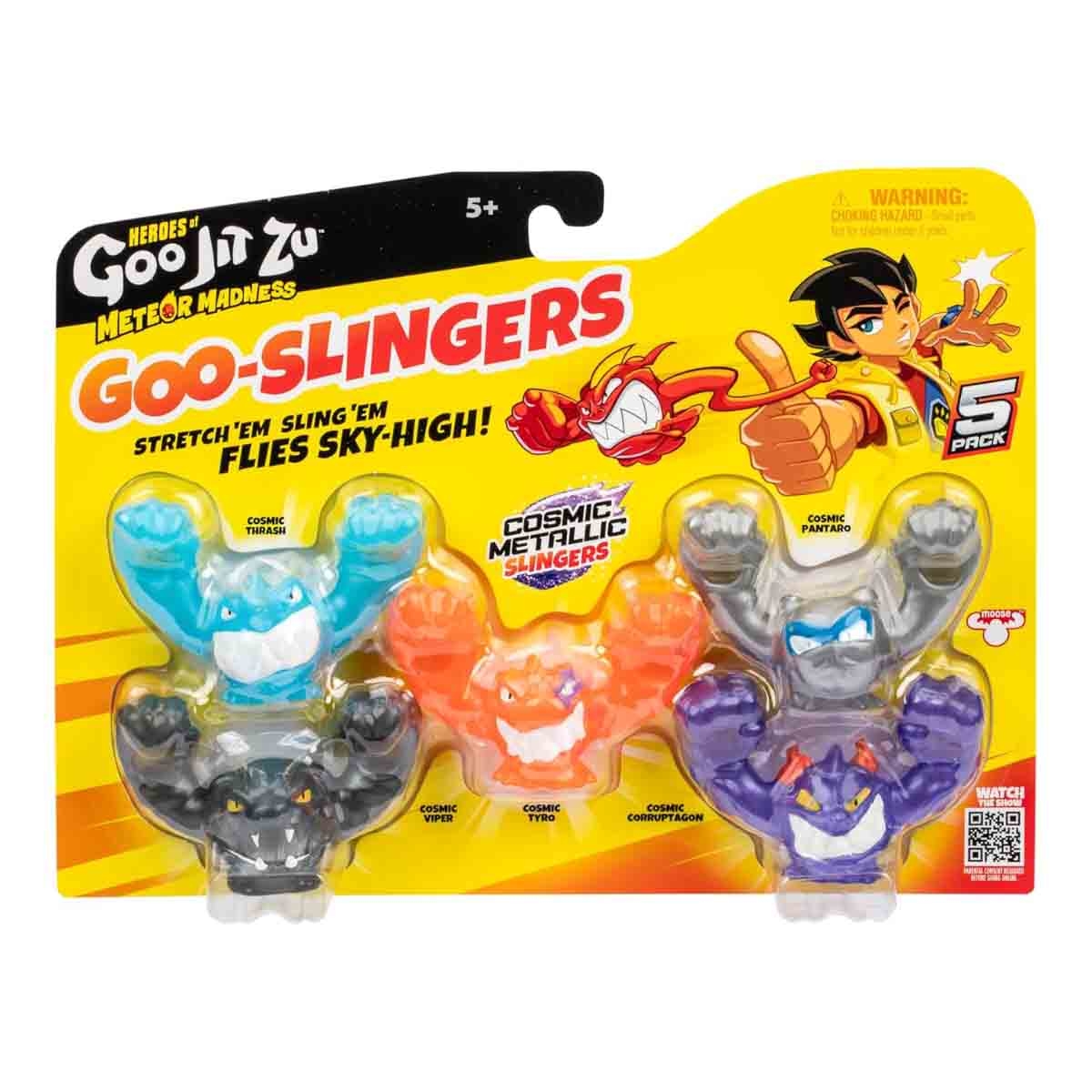Heroes of Goo Jit Zu 2" S13 Meteor Madness Cosmic Metallic Goo Slingers Boys, 5-7 Years, Pack of 5