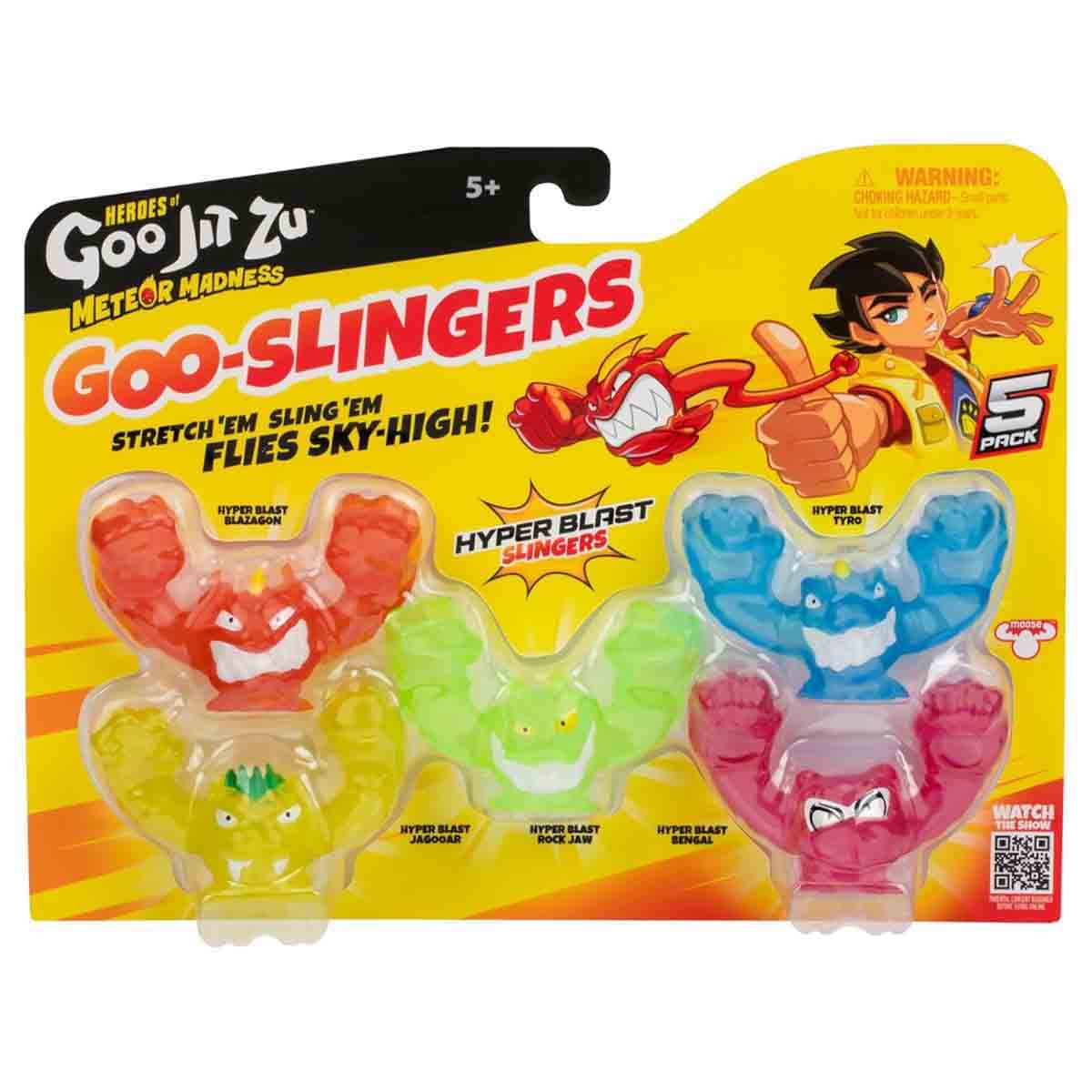 Heroes of Goo Jit Zu 2" S13 Meteor Madness Stretch & Launch Hyper Blast Goo Slingers Boys, 5-7 Years, Pack of 5