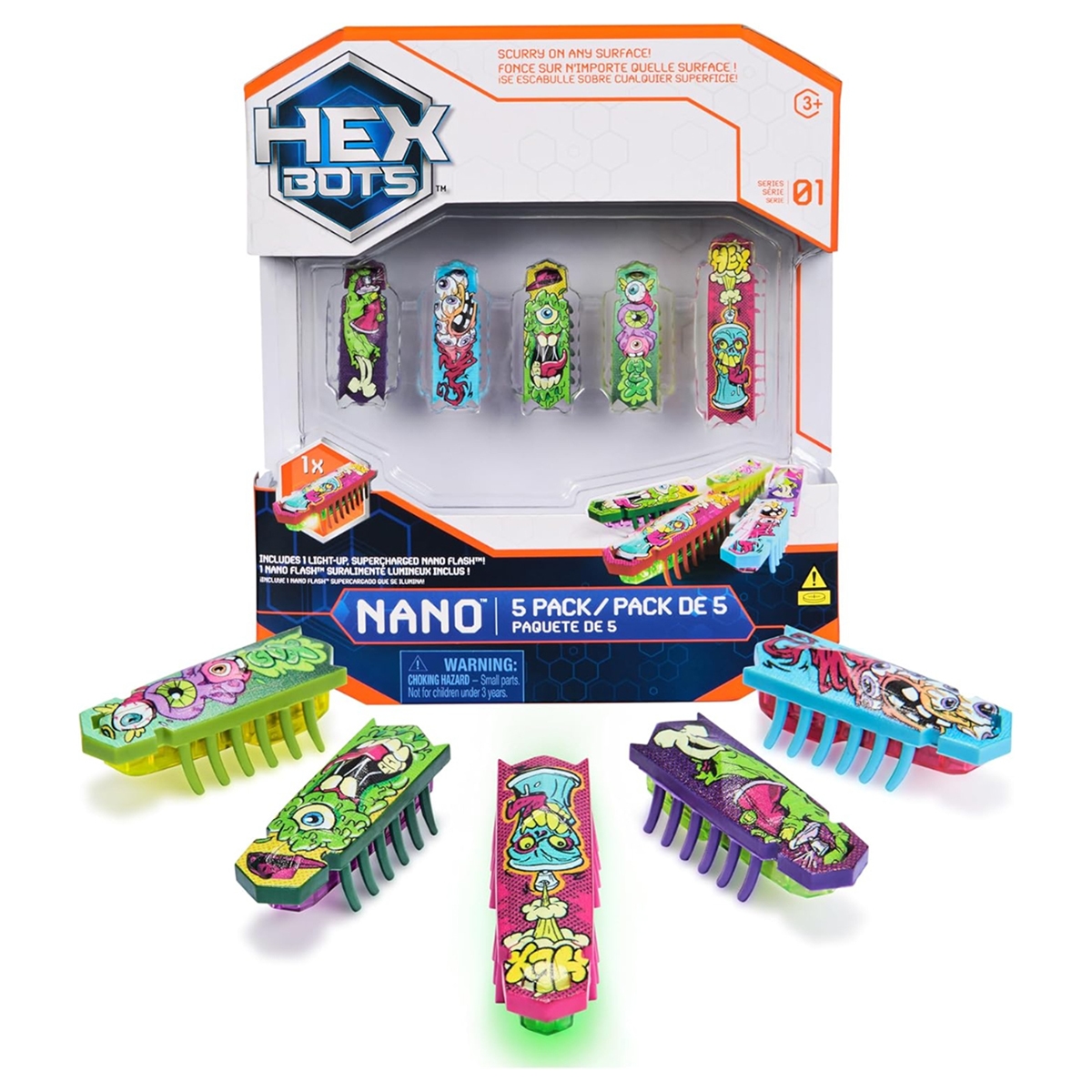 Hex Bots Nano Bugs Robotic Toys Playset Unisex, 3-4 Years, Pack of 5