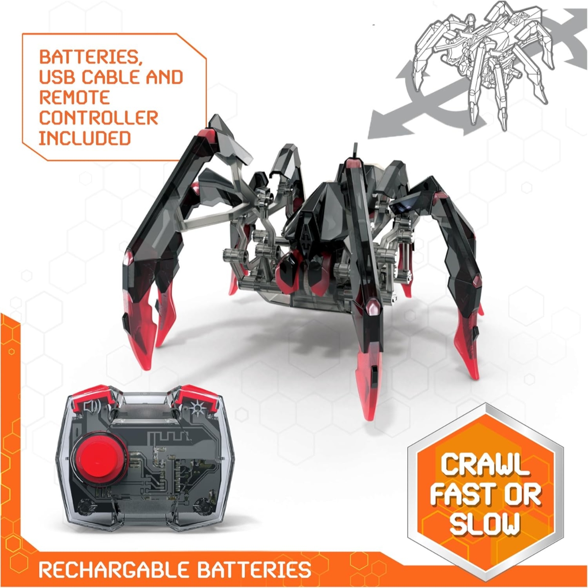 Hex Bots Remote Control Black Widow Robotic Toys Unisex, 5-7 Years