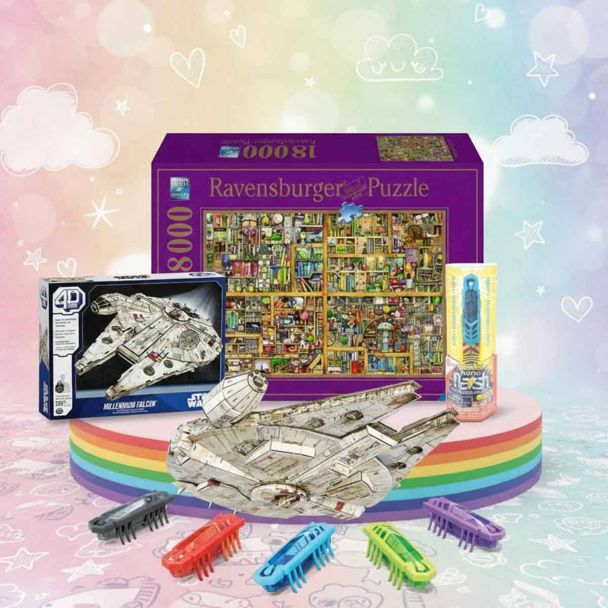 Hex Bug Assorted Nano Flash with 4D Build Puzzle & Ravensburger Puzzle Bundle Unisex, 3-4 Years