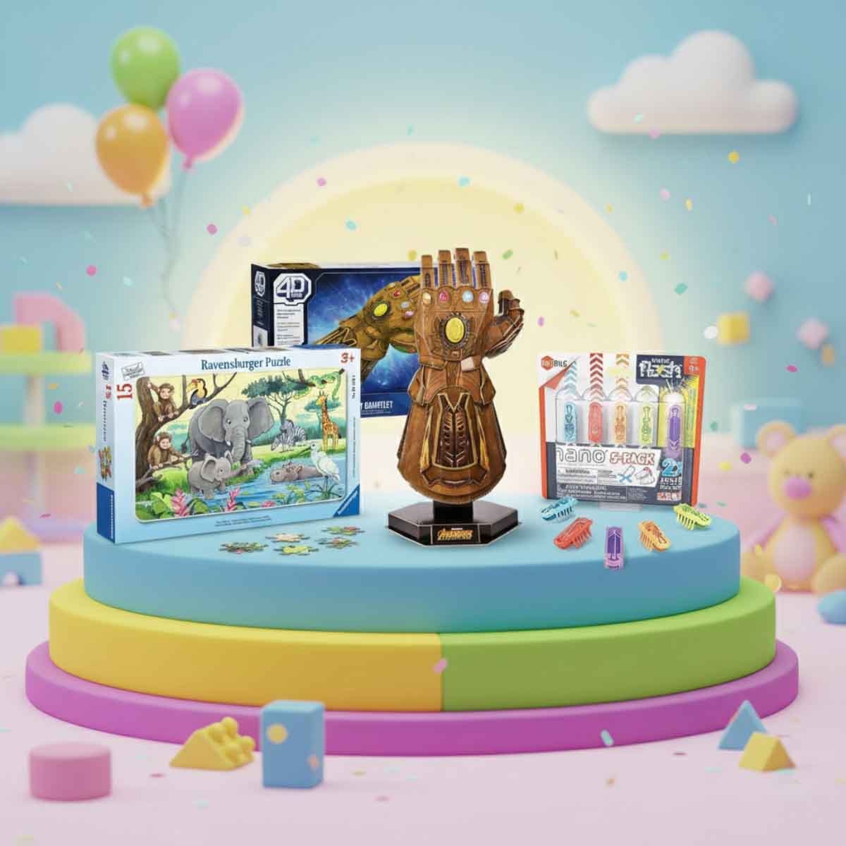 Hex Bug Assorted Nano Flash with 4D Build Puzzle Kit & Ravensburger Puzzle Bundle Unisex, 3-4 Years