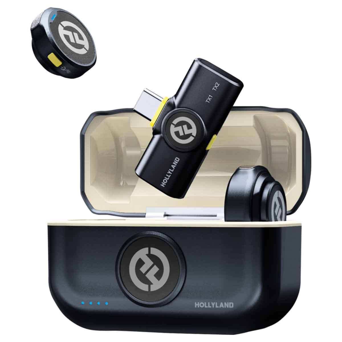 هولي لاند لارك M2 مع USB-C نظام ميكروفون لافالير لاسلكي شامل بزر