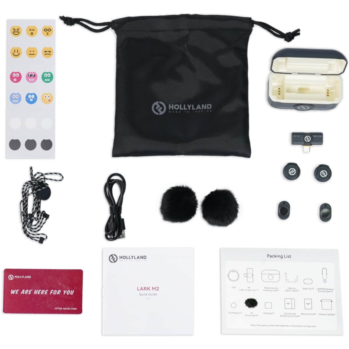 Hollyland Lark M2 with USB-C All-in-One Button Wireless Lavalier Microphone System