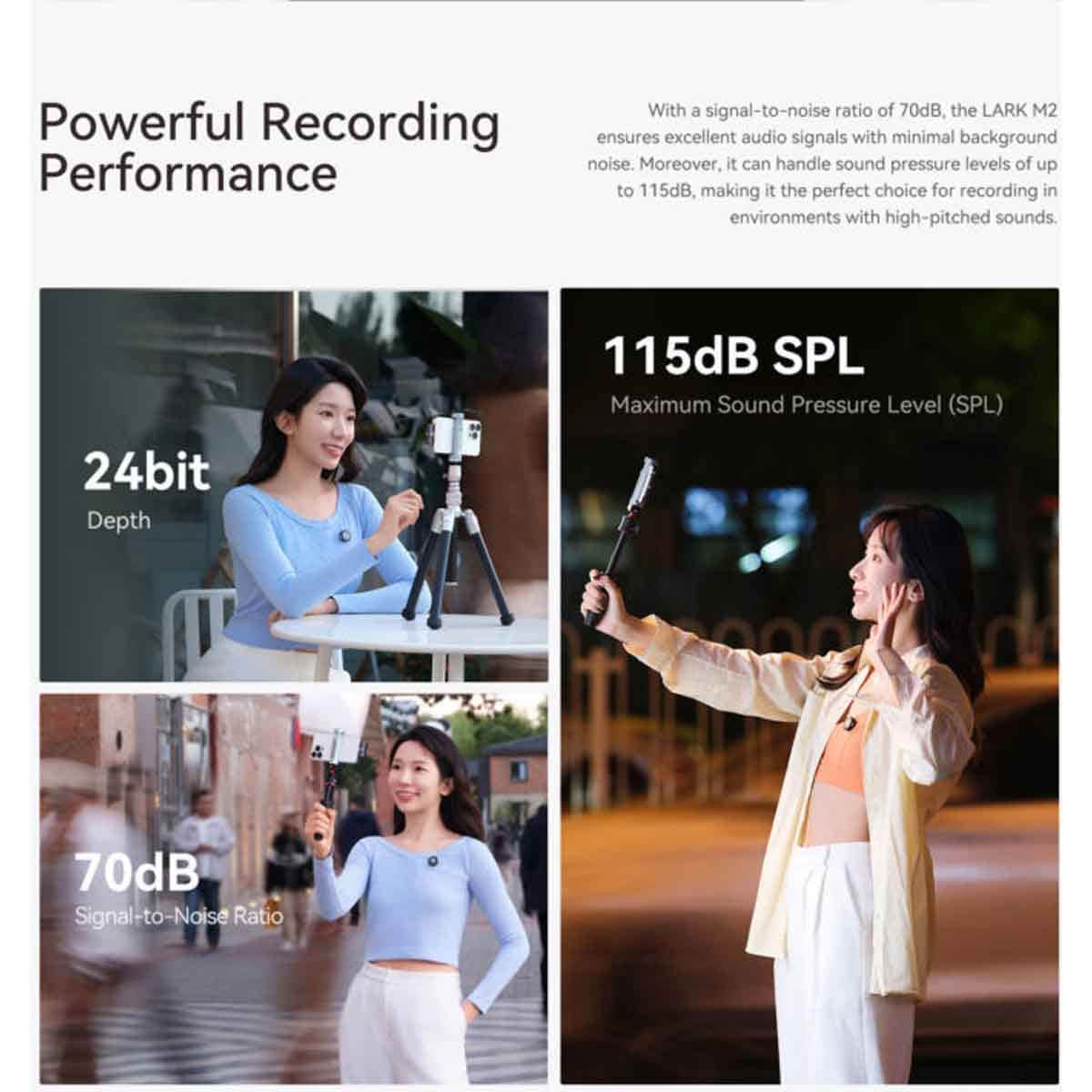 Hollyland Lark M2 with USB-C All-in-One Button Wireless Lavalier Microphone System