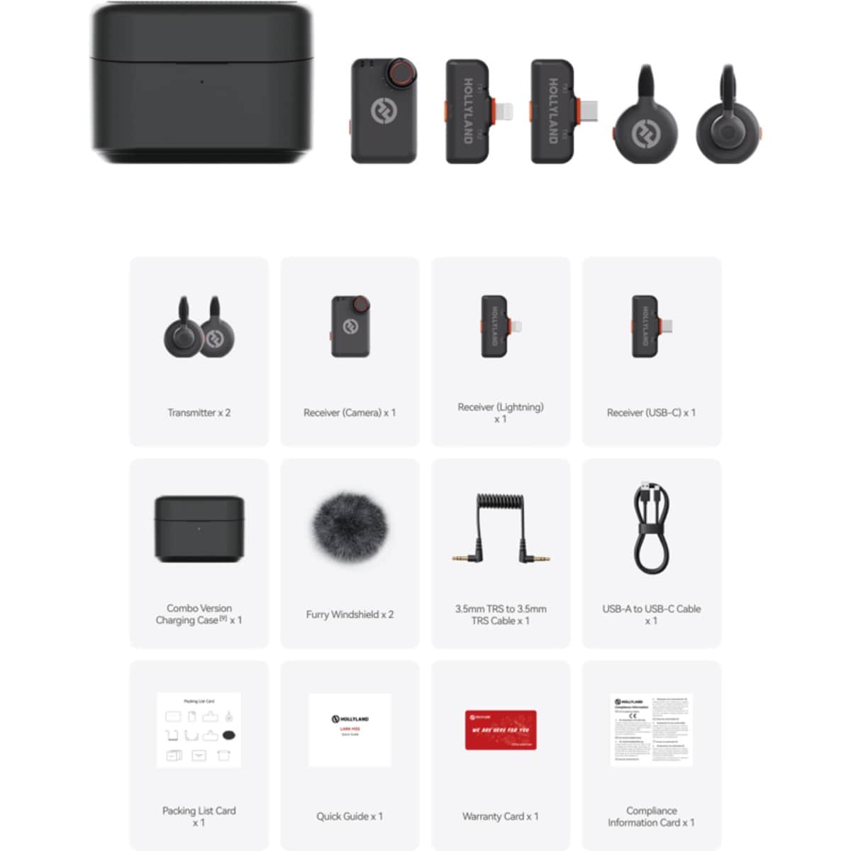 هولي لاند لارك M2S ألتيميت كومبو مع مستقبل للكاميرا + لايتنينج + USB-C نظام ميكروفون لافالير لاسلكي