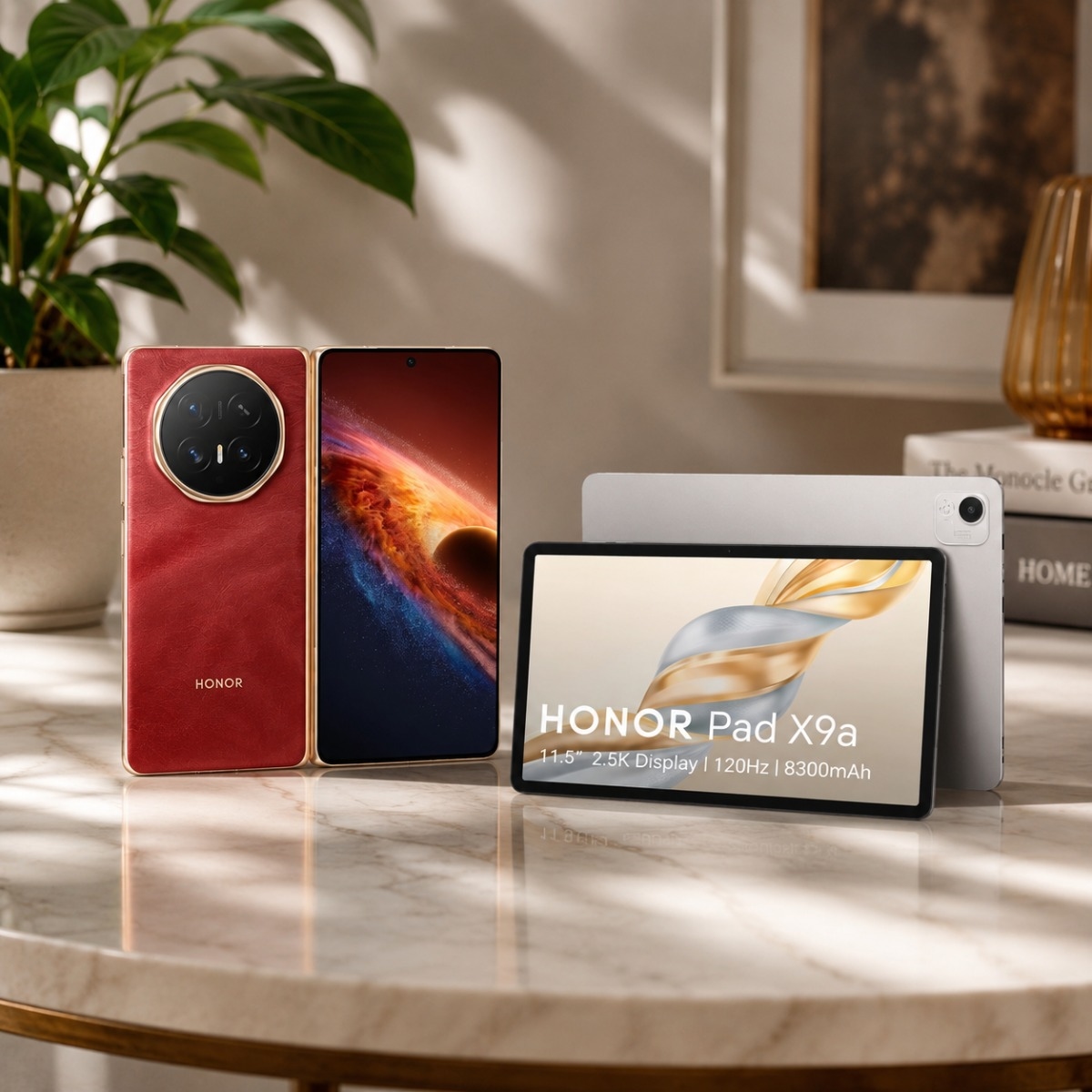 هونر Magic V6، جوال بتقنية 5G بنظام أندرويد (16GB + 512GB)، إصدار السعودية - أحمر مع باقة جهاز X9A اللوحي