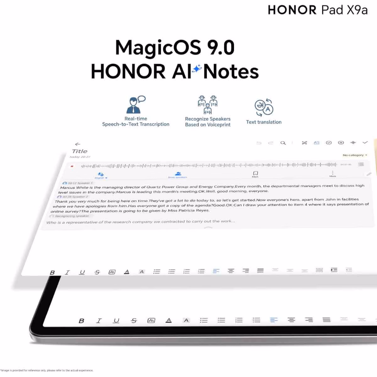 جهاز HONOR Pad X9a اللوحي بنظام Android مزود بتقنية Wi-Fi
