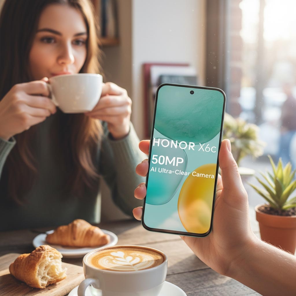 HONOR X6c 4G Android Smartphone (6GB + 128GB), KSA Version - OceanCyan
