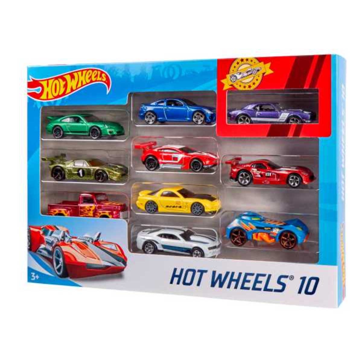 Hot Wheels 10-Piece Assorted Basic Car Set Unisex, 3-4 Years