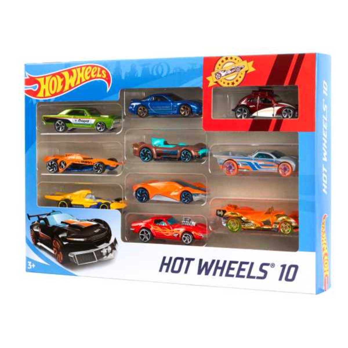 Hot Wheels 10-Piece Assorted Basic Car Set Unisex, 3-4 Years