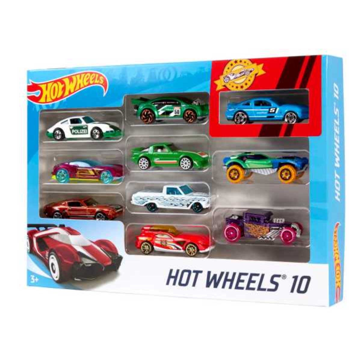 Hot Wheels 10-Piece Assorted Basic Car Set Unisex, 3-4 Years