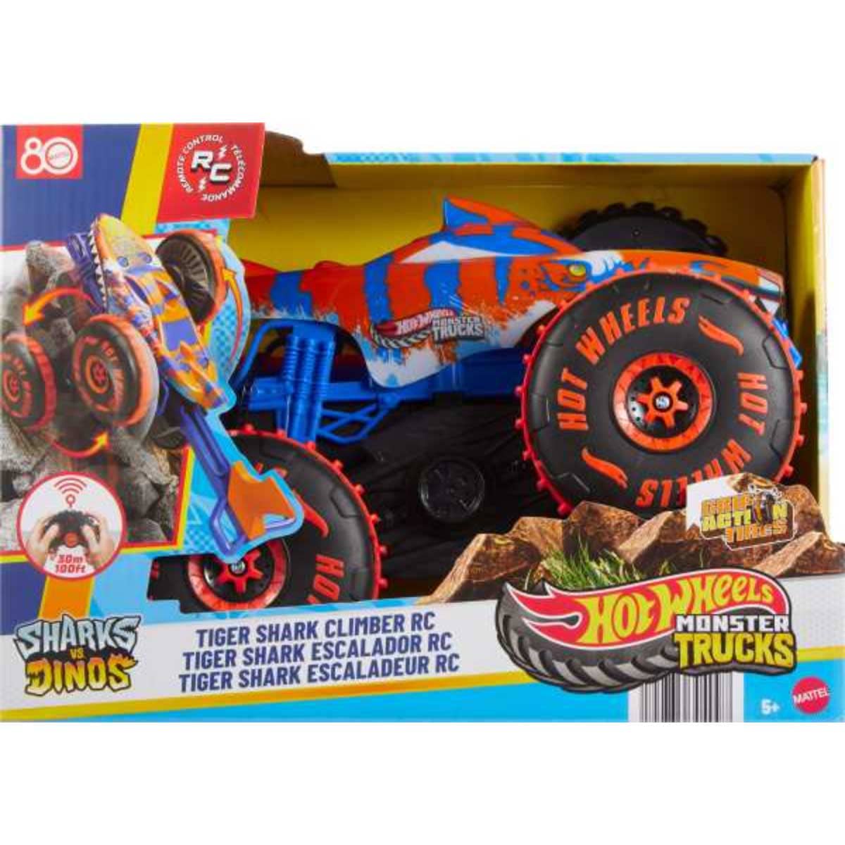 Hot Wheels 1:15 Tiger Shark Climber Remote Control Monster Truck Boys, 5-6 Years