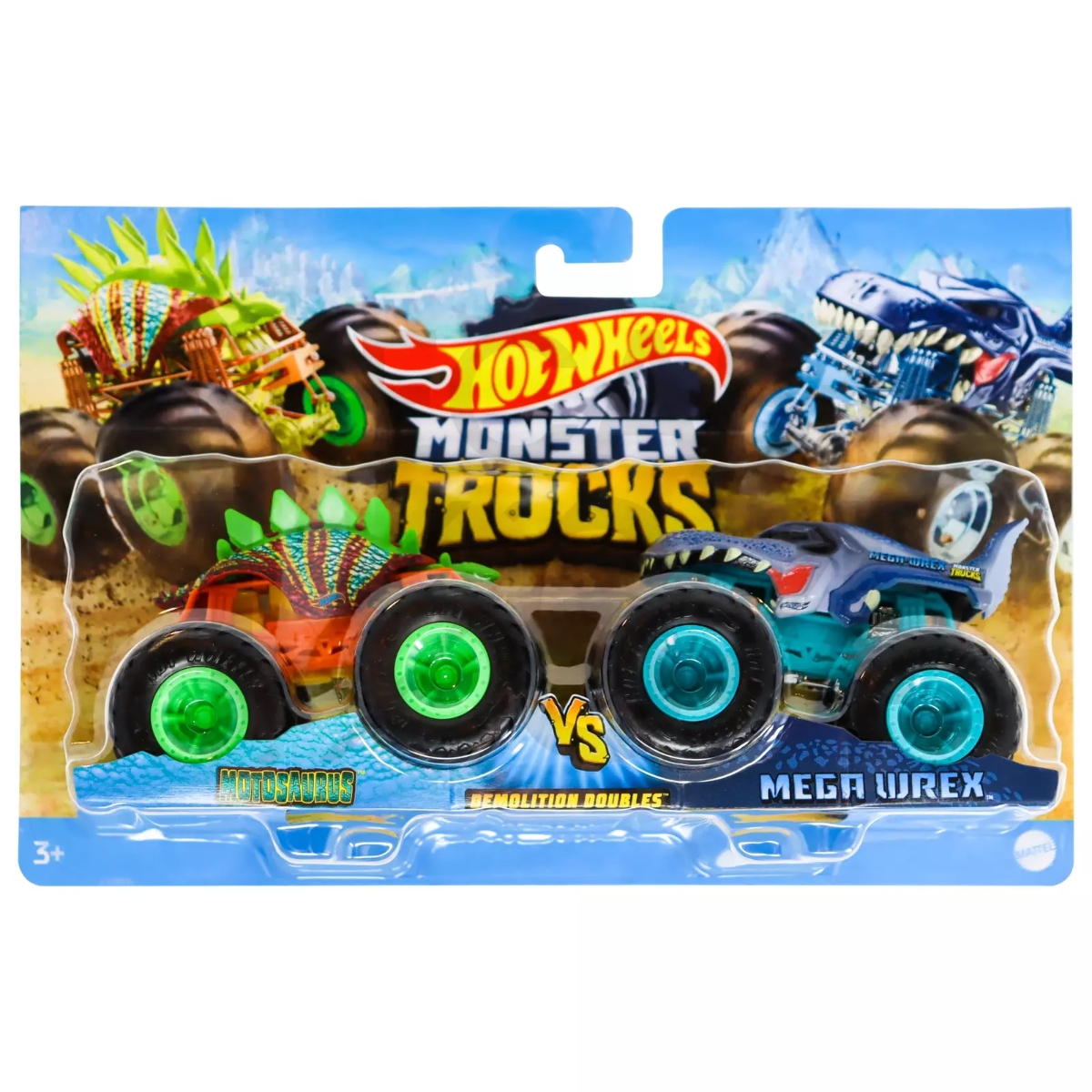 Hot Wheels Assorted 1:64 Scale Demolition Doubles Monster Trucks Unisex, 3-4 Years, Pack of 2