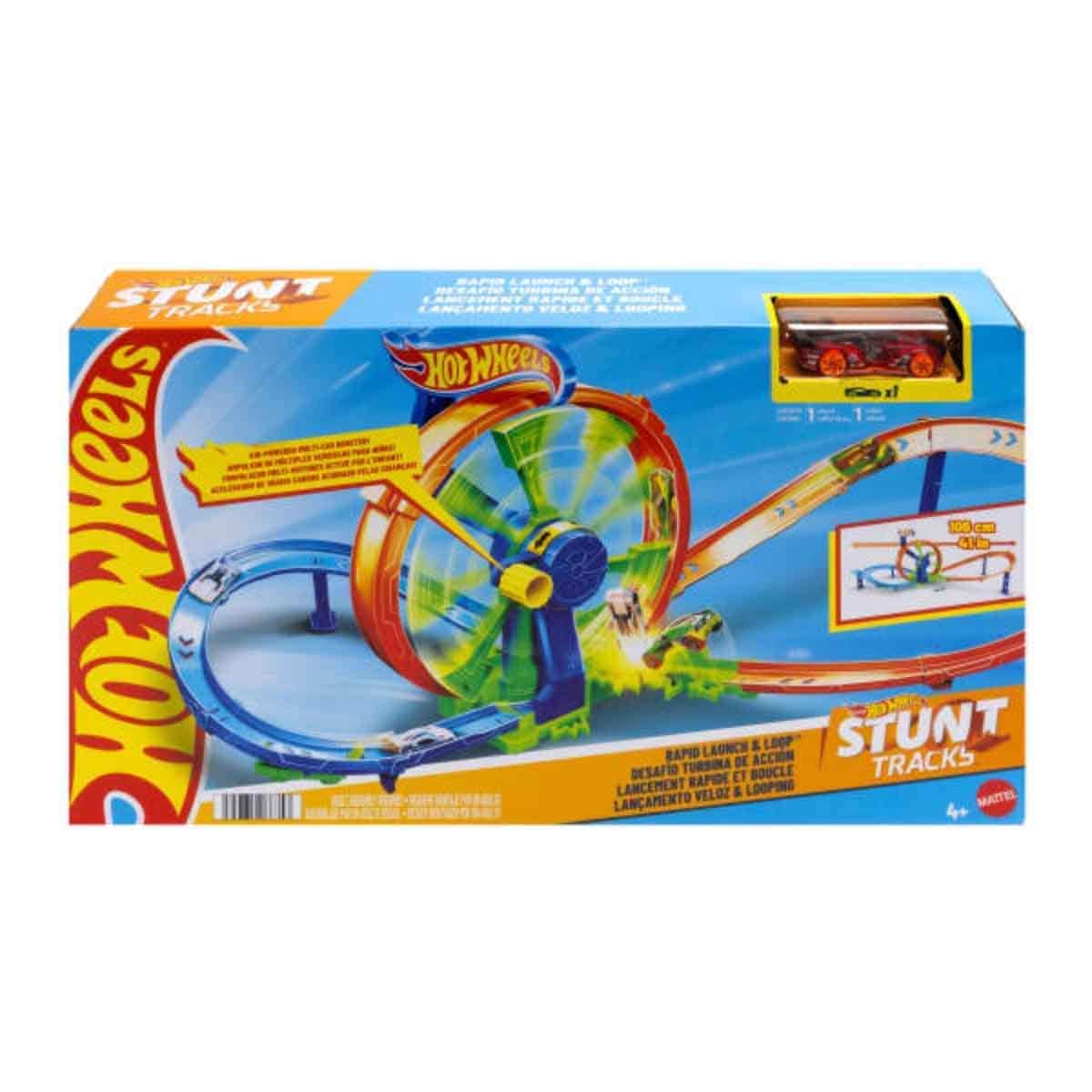 Hot Wheels Assorted Basic Car & Action Turbine Challenge Playset Bundle Unisex, 3-4 Years