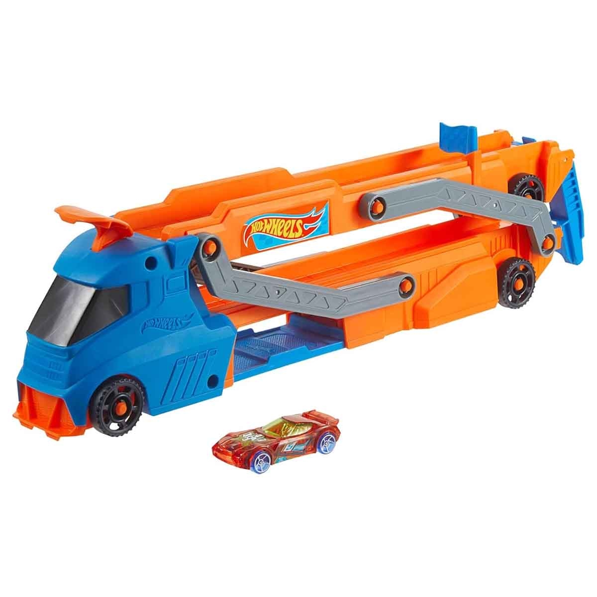 Hot Wheels Assorted Basic Car & ECL City Speed Track Transporter Playset Bundle Unisex, 3-4 Years
