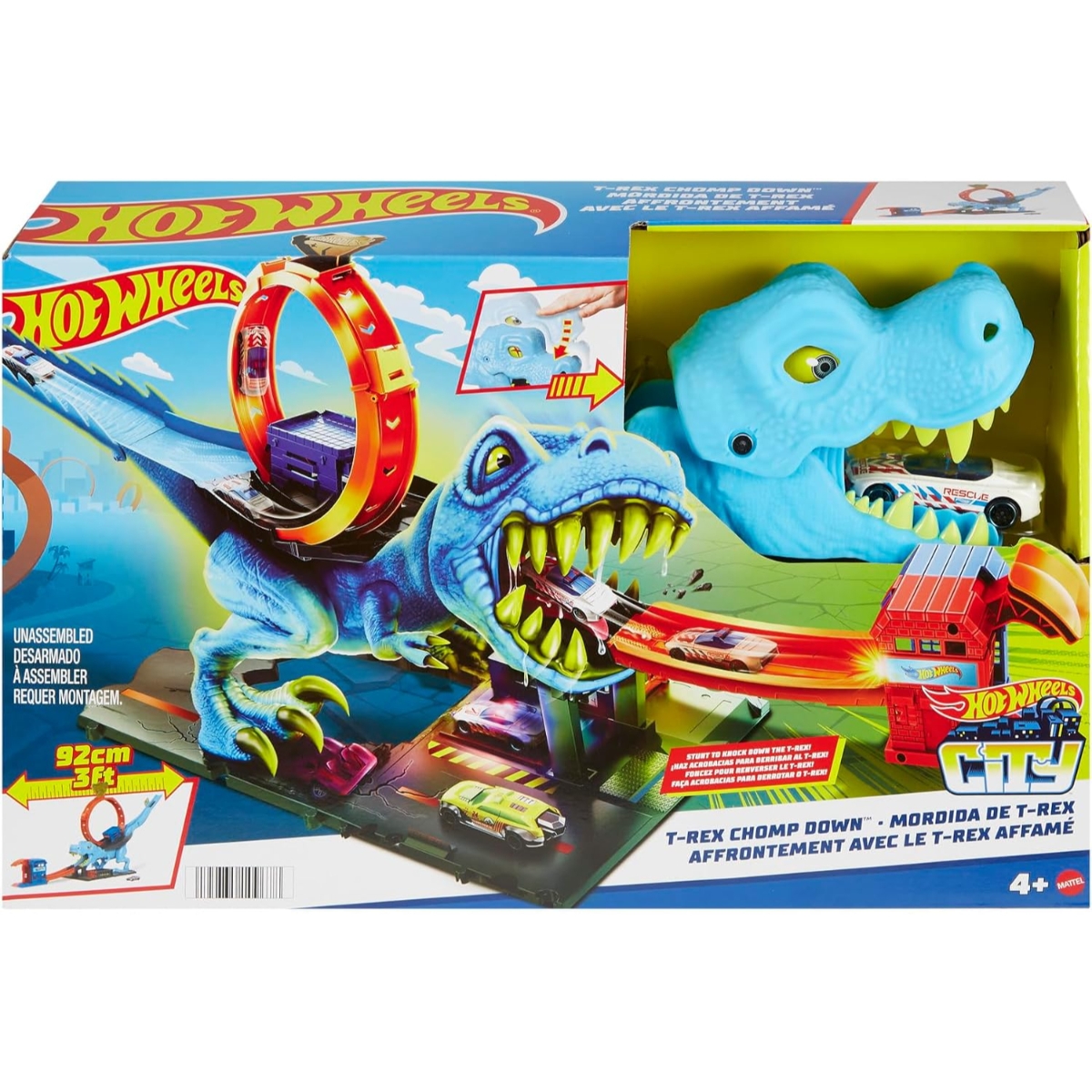 Hot Wheels City T-Rex Chomp Down Playset Unisex, 5-7 Years