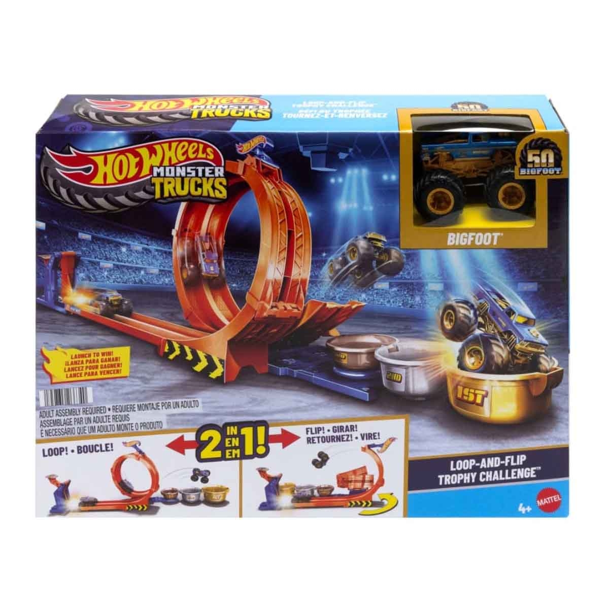 Hot Wheels Demolition Doubles Monster Trucks & Loop-And-Flip Track Set Bundle Unisex, 5-7 Years