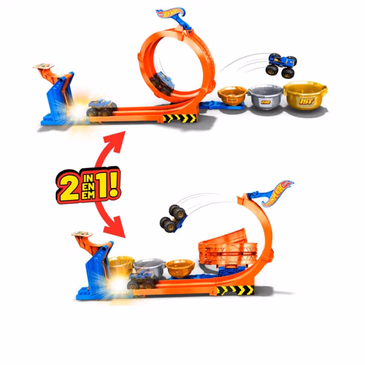 Hot Wheels Demolition Doubles Monster Trucks & Loop-And-Flip Track Set Bundle Unisex, 5-7 Years