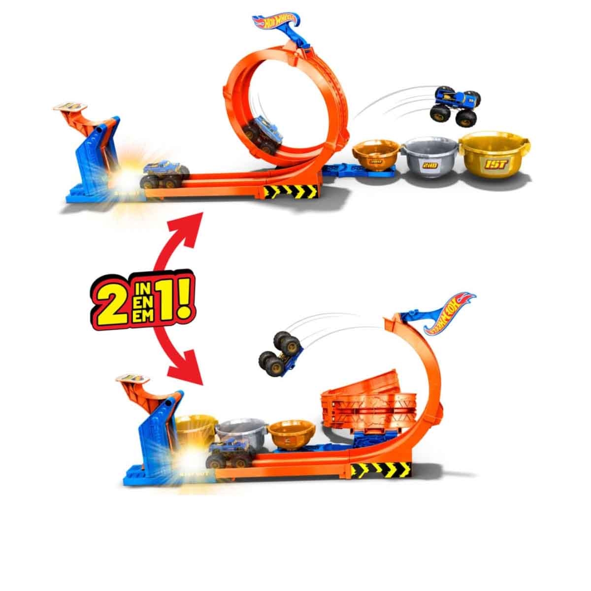 Hot Wheels Demolition Doubles Monster Trucks & Loop-And-Flip Track Set Bundle Unisex, 5-7 Years