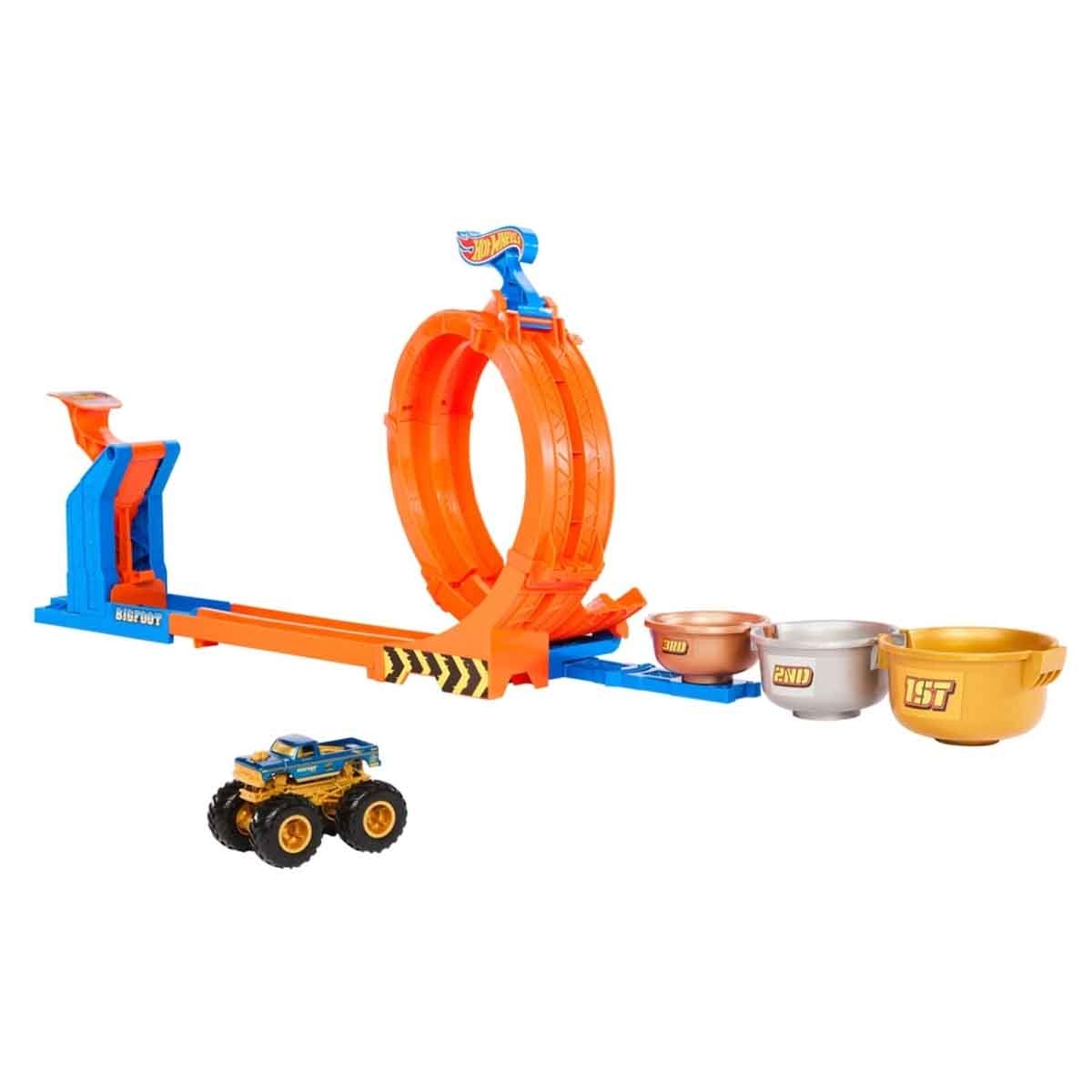 Hot Wheels Demolition Doubles Monster Trucks & Loop-And-Flip Track Set Bundle Unisex, 5-7 Years