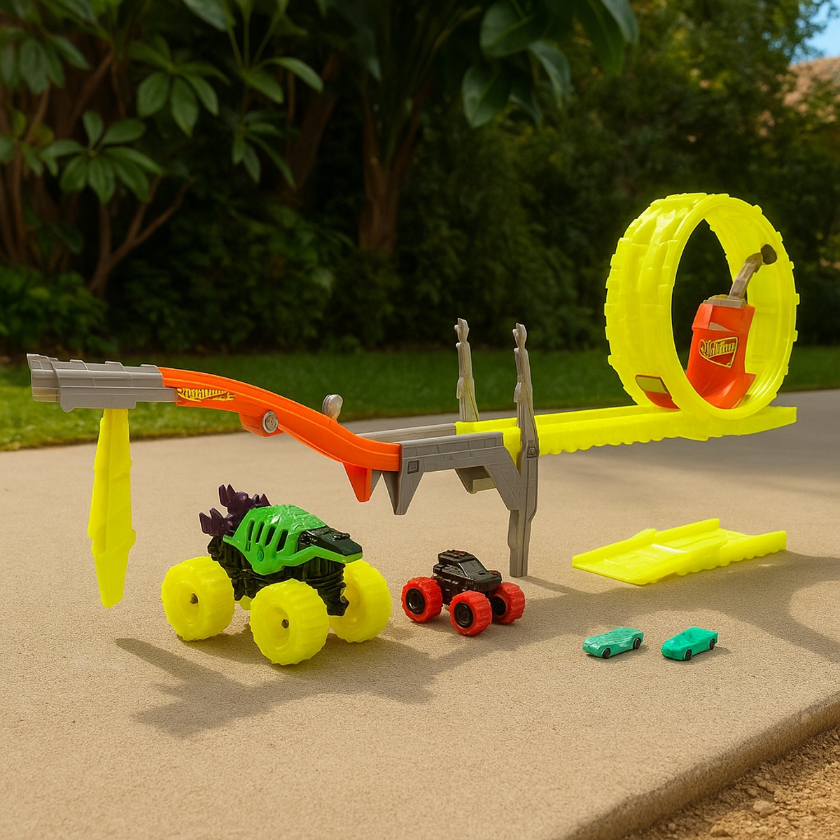 Hot Wheels Monster Trucks Power Smashers Destruction Race & Chase Track Set Unisex, 5-7 Years