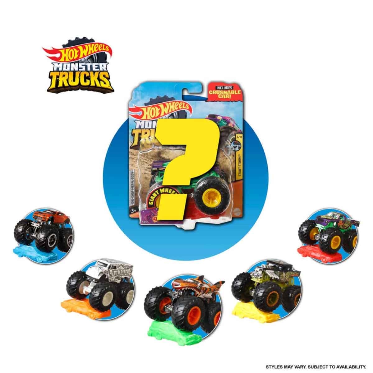 Hot Wheels Track Builder Playset & Assorted Monster Truck Bundle Unisex, 3-4 Years