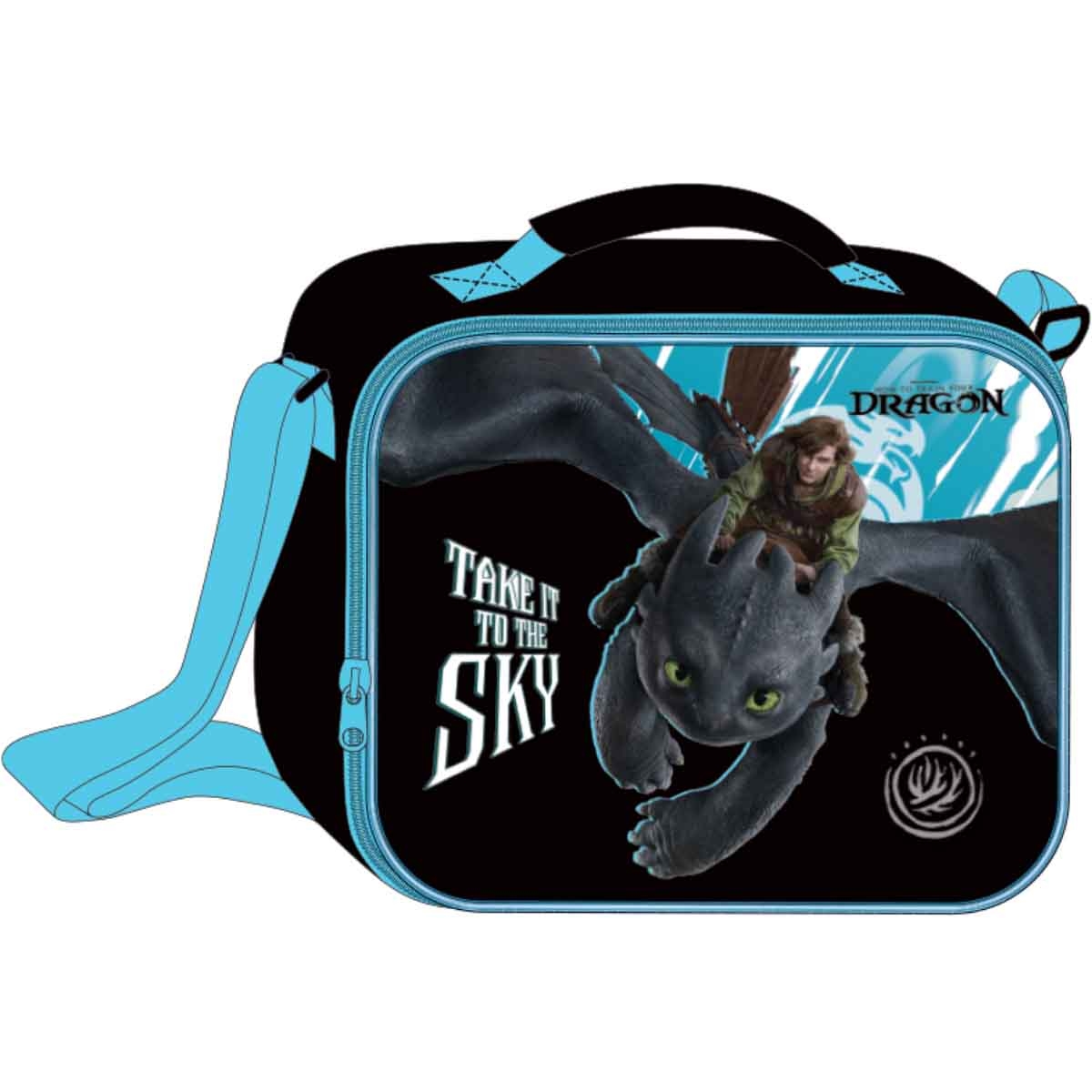 هاو تو ترين يور دراغون حقيبة عربة مدرسية متحركة 5 في 1 مقاس 16 انش مع علبة غداء وزجاجة ماء وحقيبة أقلام وعلبة غداء إضافية.