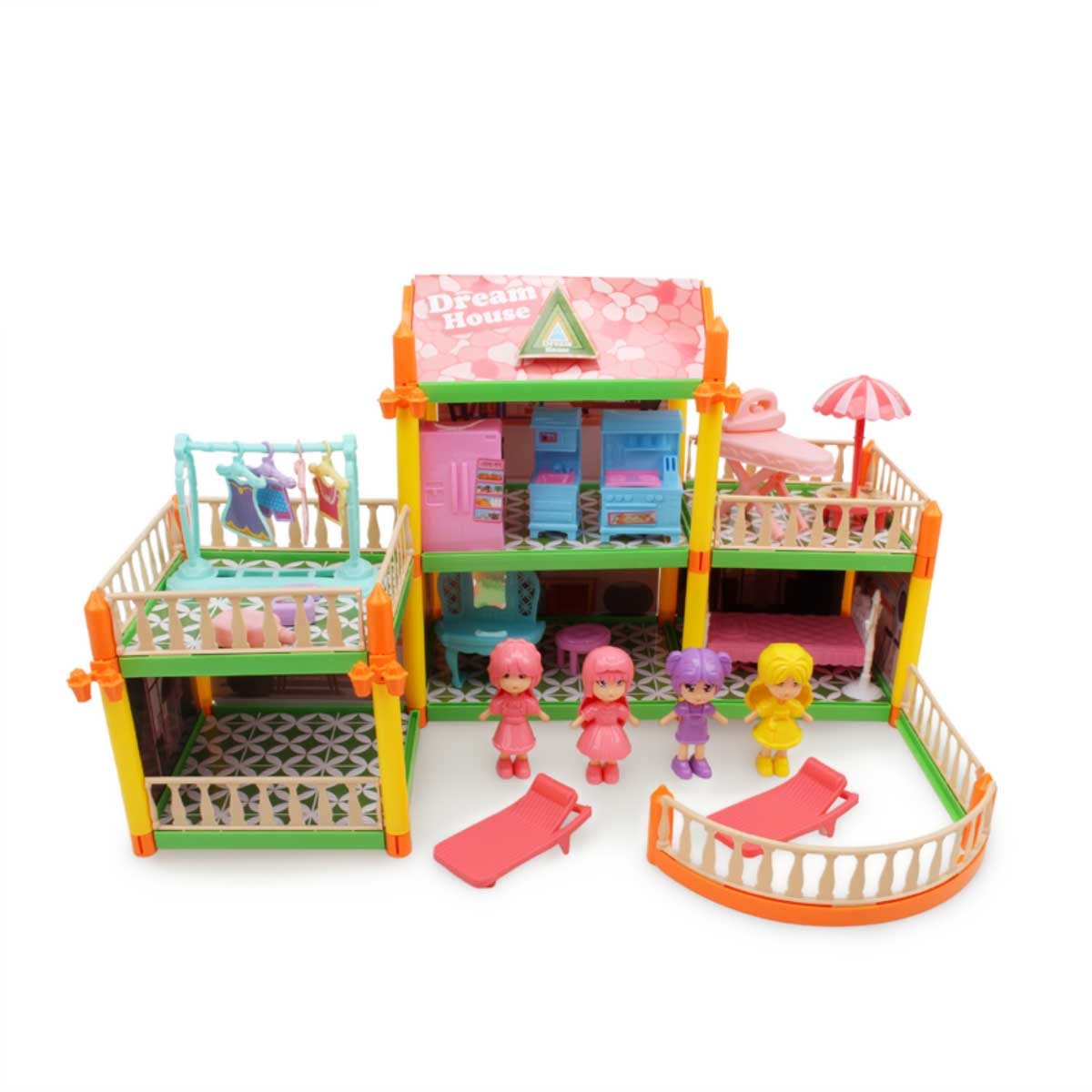 Huada Toys 134-Piece DIY Villa Garden Set Girls, 3-4 Years