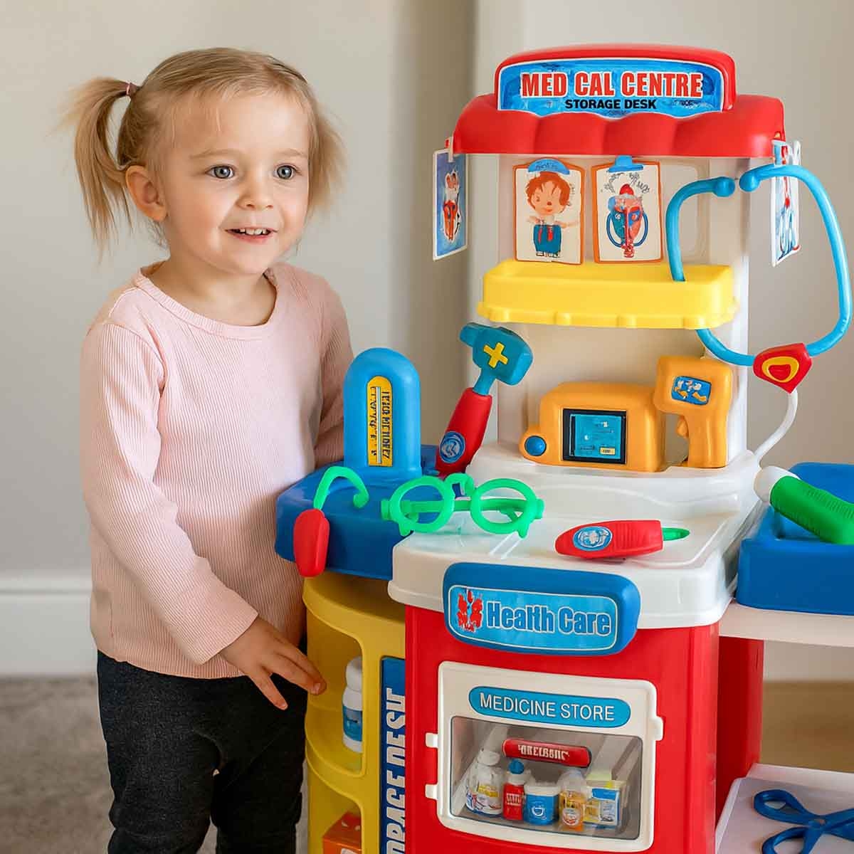 Huada Toys 2-in-1 Medical Centre Storage Desk Doctor Set Unisex, 3-4 Years