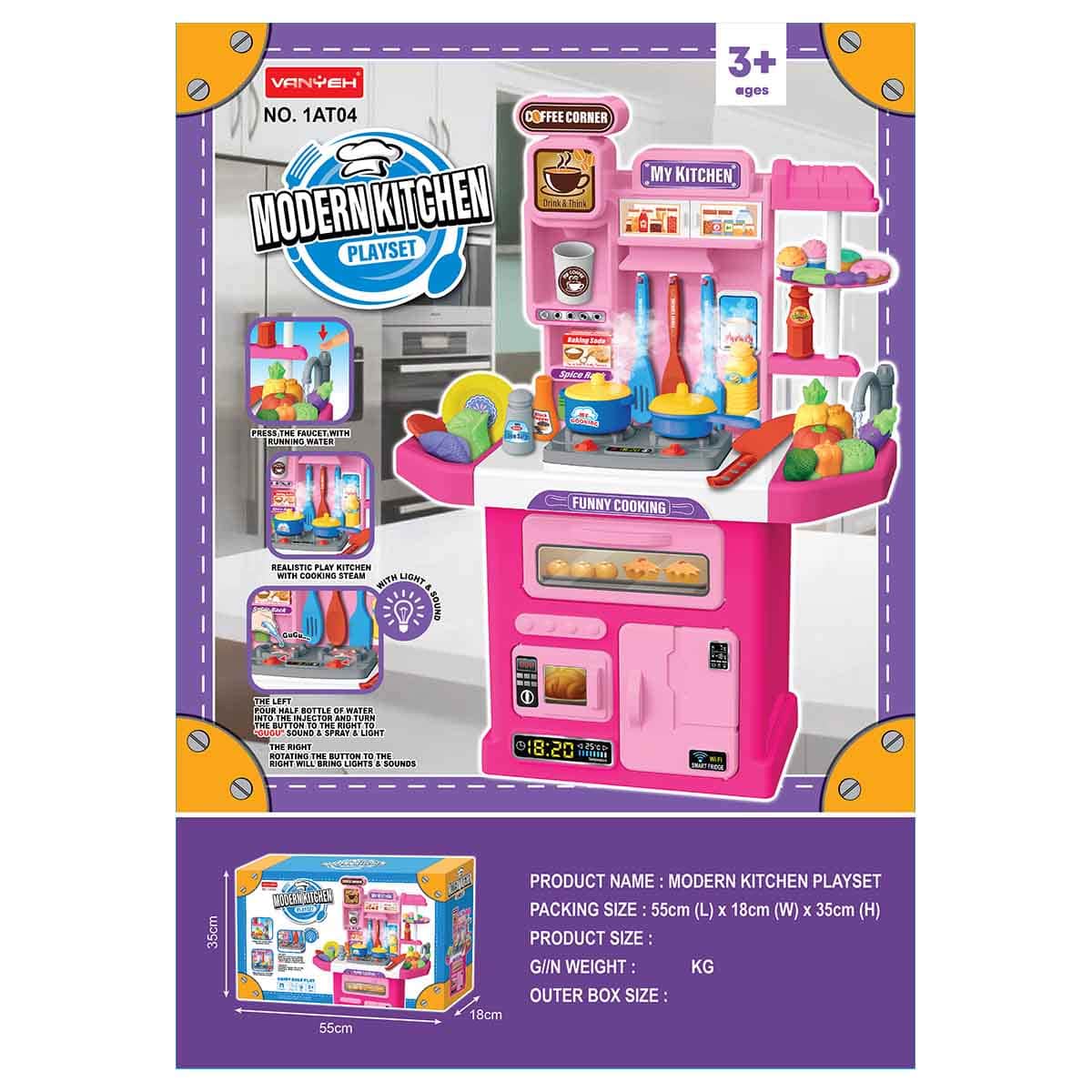 Huada Toys HDT1AT04 Kitchen Playset with Mist Spray Unisex, 3-4 Years
