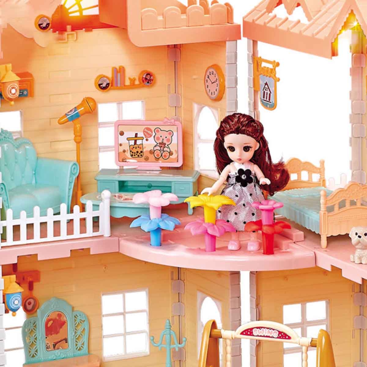 Huada Toys HDT668-34A Villa & Doll Playset with Light & Mist Spray Unisex, 3-4 Years