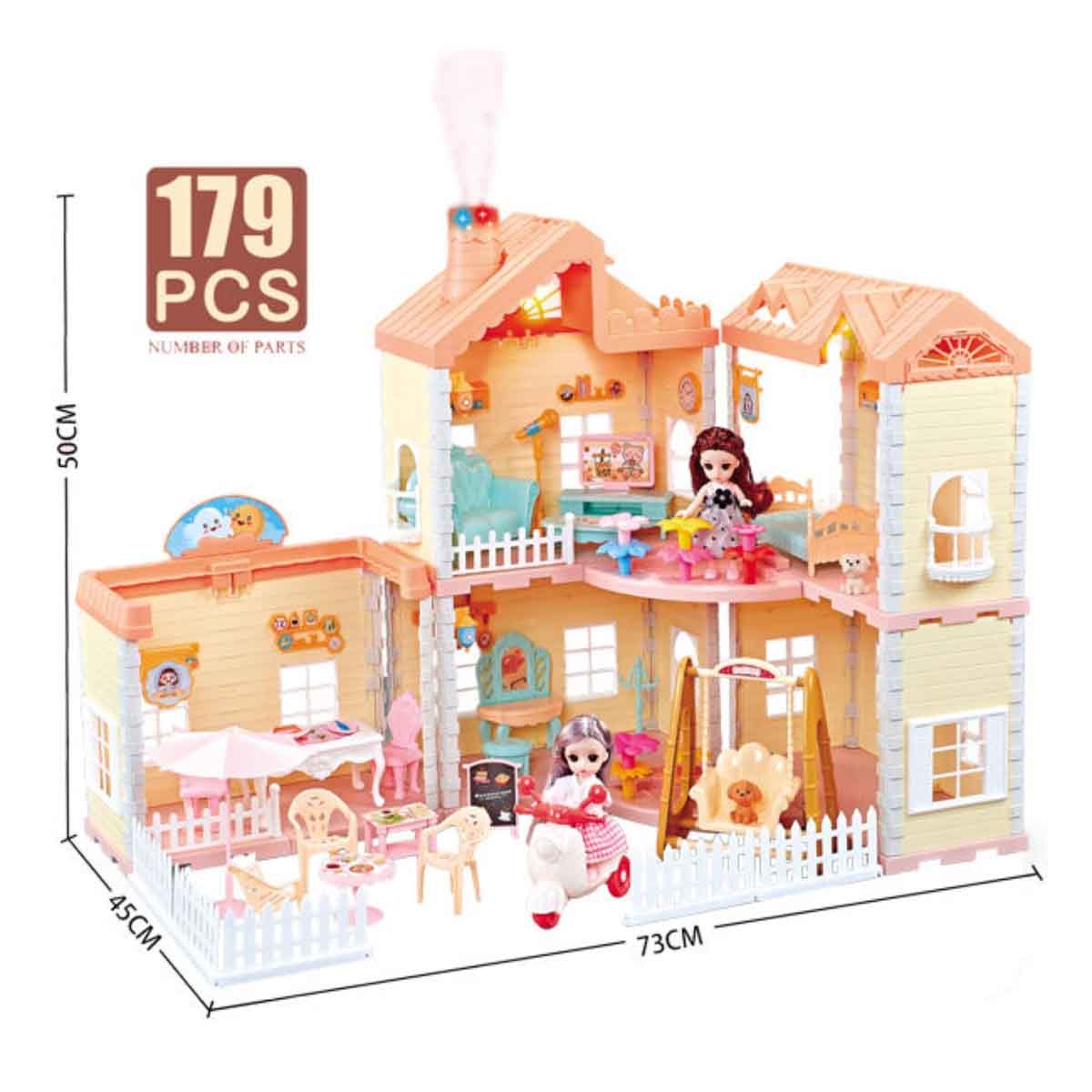 Huada Toys HDT668-34A Villa & Doll Playset with Light & Mist Spray Unisex, 3-4 Years