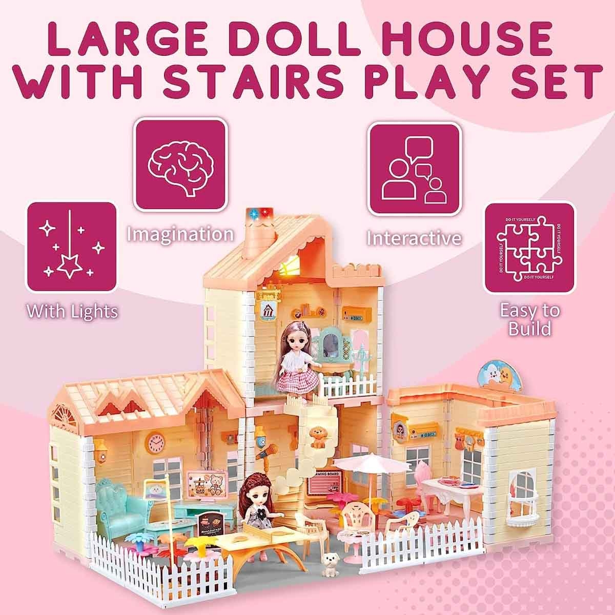 Huada Toys HDT668-36A Villa & Doll Playset with Light & Mist Spray Unisex, 3-4 Years