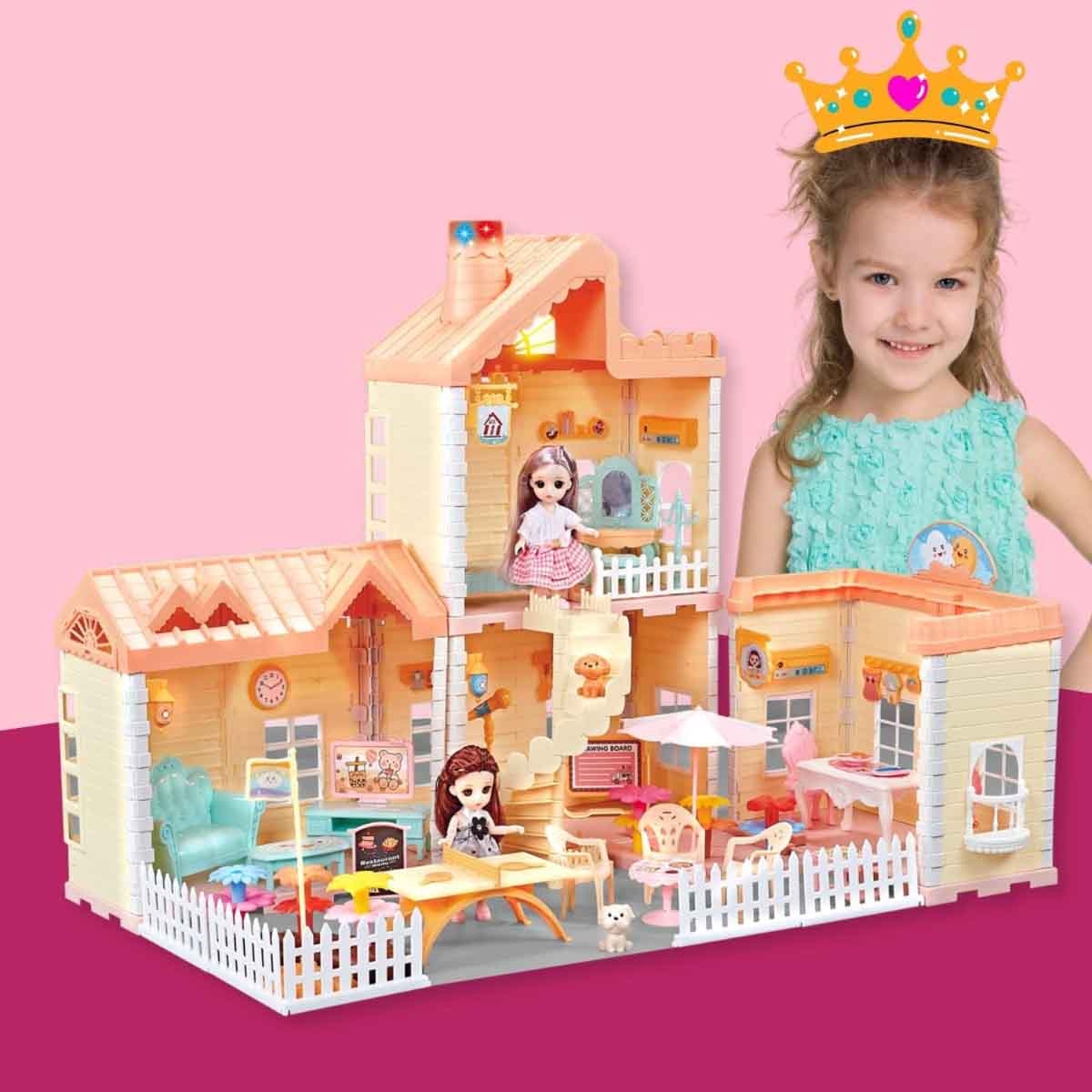 Huada Toys HDT668-40A Villa & Doll Playset with Light & Mist Spray Unisex, 3-4 Years