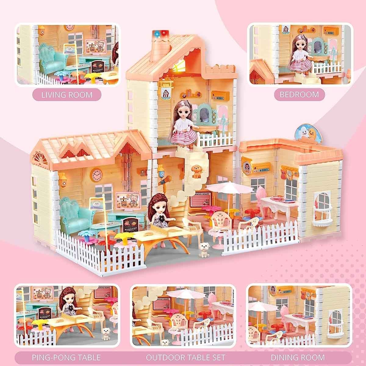 Huada Toys HDT668-40A Villa & Doll Playset with Light & Mist Spray Unisex, 3-4 Years