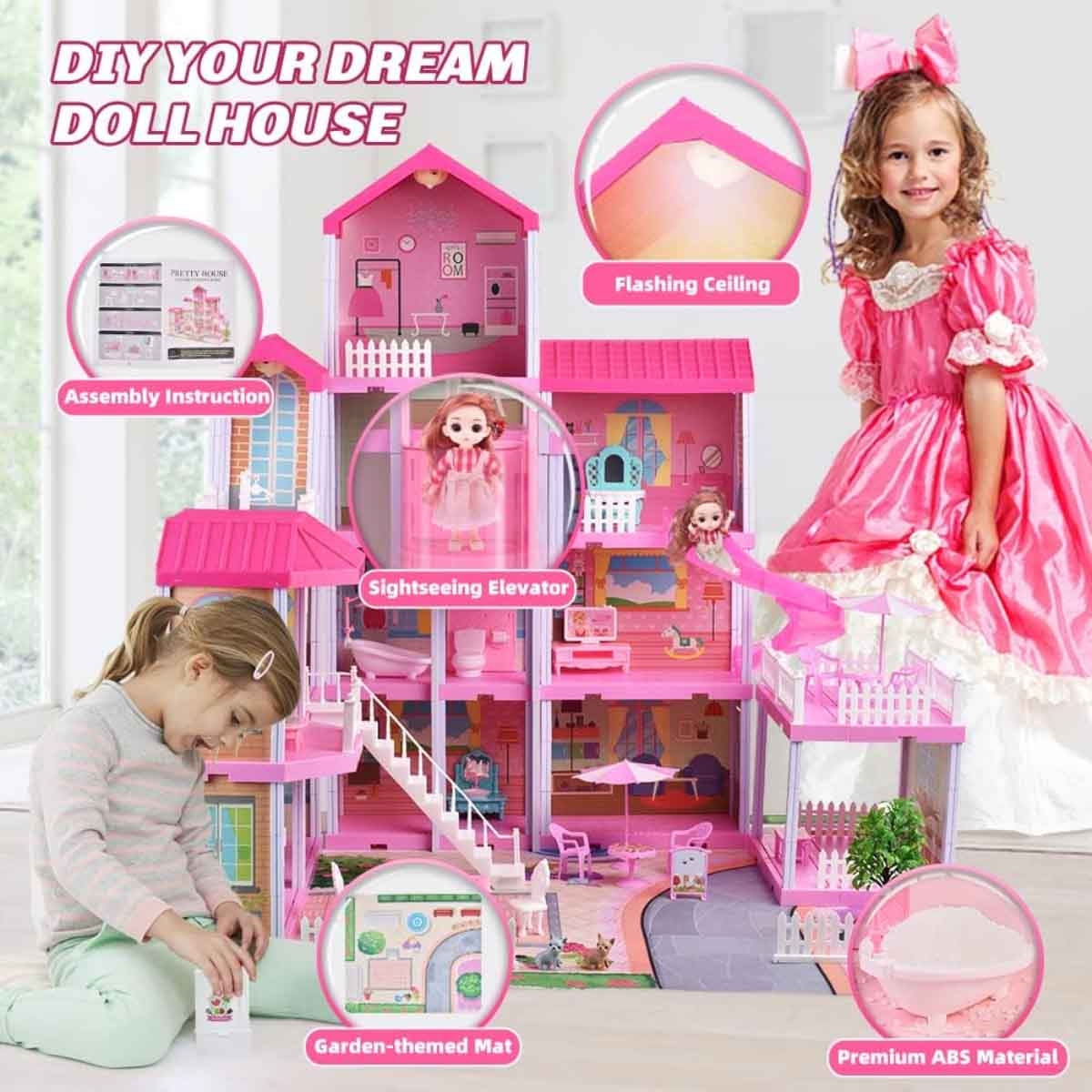 Huada Toys HDT668-49A Villa & Castle Doll Playset Unisex, 3-4 Years